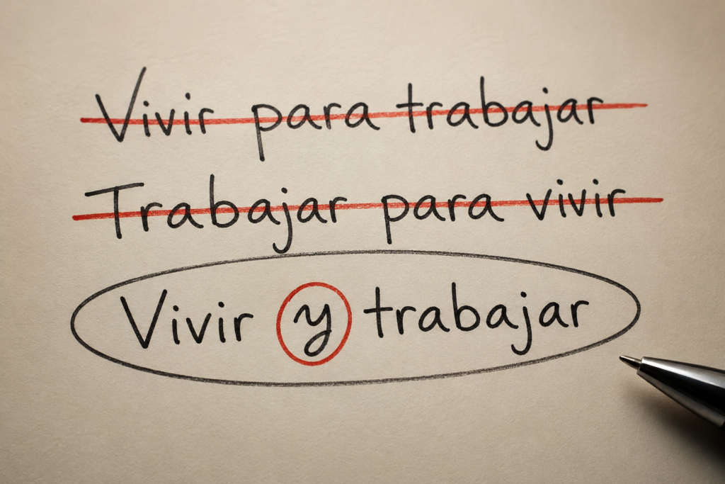 Vivir y trabajar. Ilustración del equilibrio entre la vida y el trabajo.